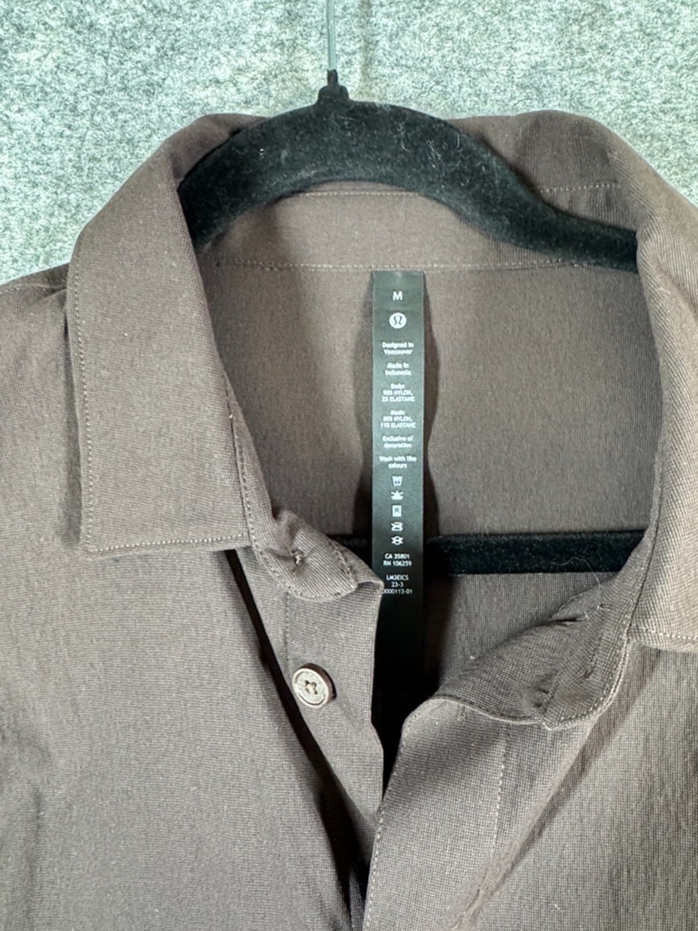 Lululemon Athletica Commission Brown Long Sleeve Button Shirt Size M Stretch - Picture 3 of 13